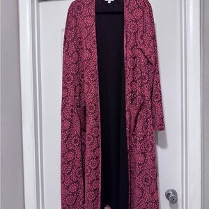 LuLaRoe Red and Black Long Sarah Style Cardigan